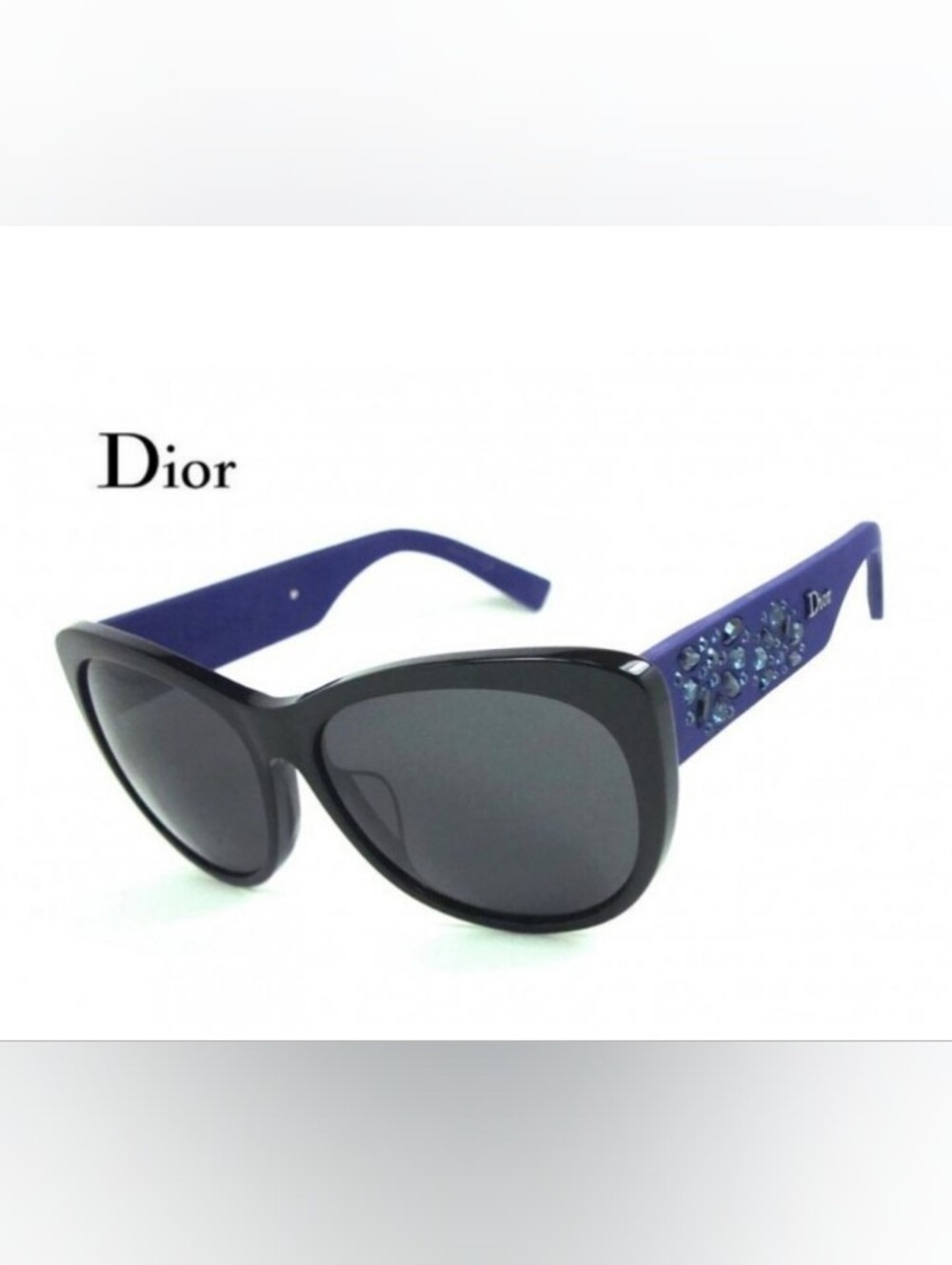 Authentic Christian Dior Inedite/F Sunglasses Black And Purple Blue With Case